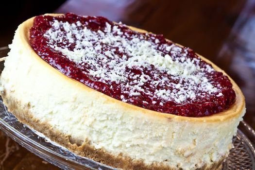 close up picture of a cheesecake on the plate