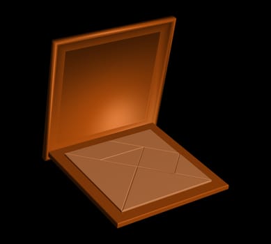 Chinese tangram puzzle in a wooden box isolated