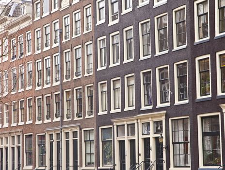 View at typical Dutch houses in Amsterdam, The Netherlands