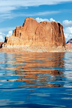 cliffs reflected in the smooth water of the lake Powell