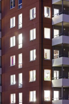 Apartment building at Night time Full Frame