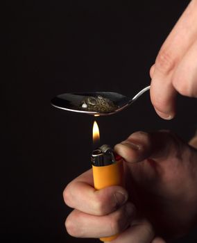 Close up of making heroin