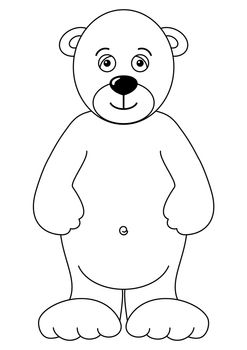 Teddy-bear, children's toy bear, stands, affably smiling. Contours