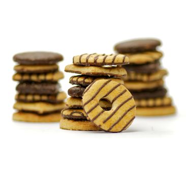 Shortcakes with chocolate glaze isolated on white background