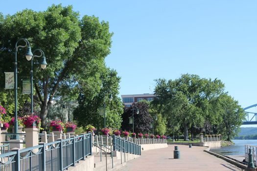 View of the Mississippi Riverfront in downtown La Crosse, Wisconsin.