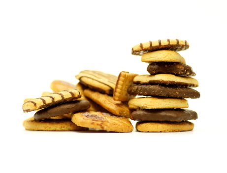 Shortcakes with chocolate glaze isolated on white background