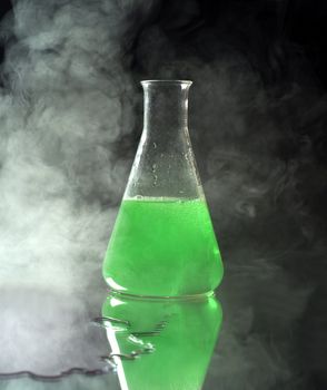 Laboratory Glass with green liquid