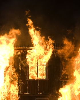 Apartment building on Fire at Night time