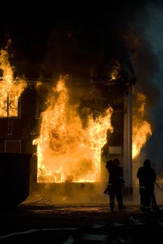 Apartment building on Fire at Night time