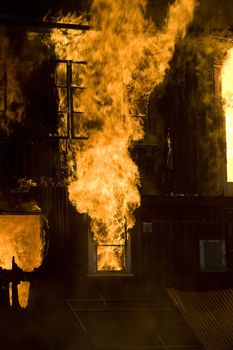 Apartment building on Fire at Night time