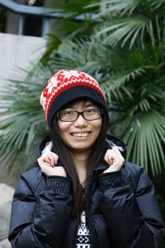 Chinese girl smiling happily