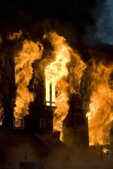 Apartment building on Fire at Night time