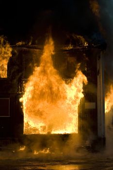 Apartment building on Fire at Night time