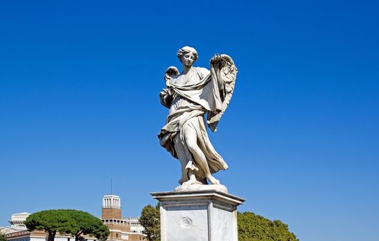 statue of an angel. Bridge St Angelo (Rome Italy)