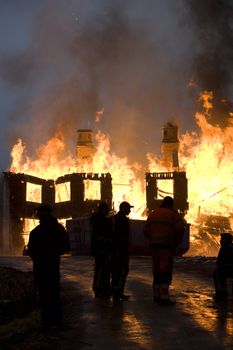 Apartment building on Fire at Night time