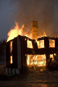 Apartment building on Fire at Night time