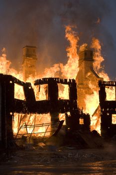 Apartment building on Fire at Night time