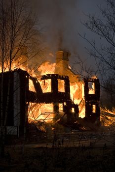 Apartment building on Fire at Night time