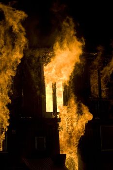 Apartment building on Fire at Night time