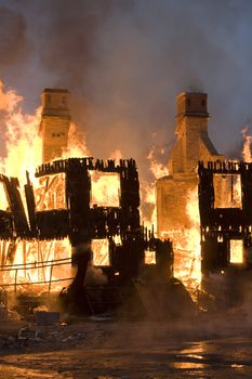 Apartment building on Fire at Night time