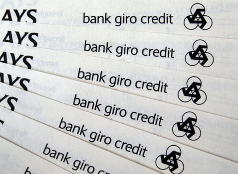 New bank giro paying in slips for paying into accounts.