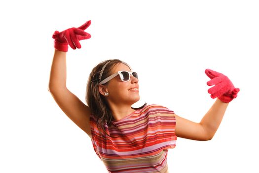 Modern looking young woman wearing sun glasses