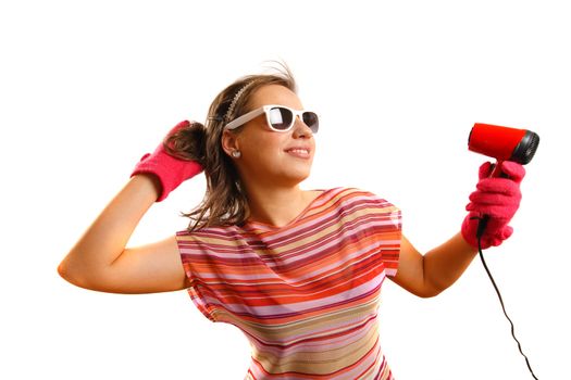 Modern looking young woman wearing sun glasses