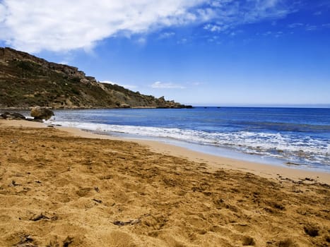 Beautiful Mediterranean beach on the island of Malta