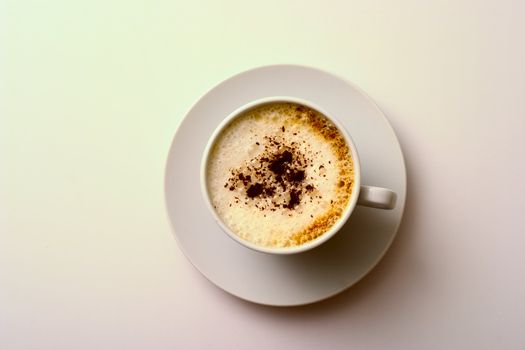 Ceramic mug with a cappuccino on a white background