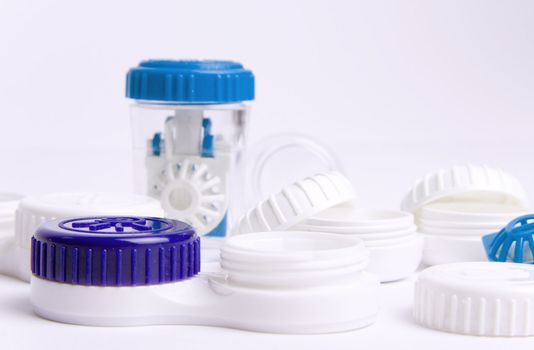 Set of contact lens cases.