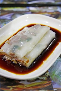 Chinese rice roll with pork inside