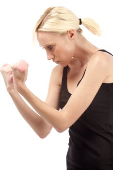Woman training with weights