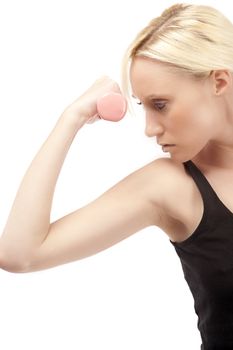 Woman training with weights