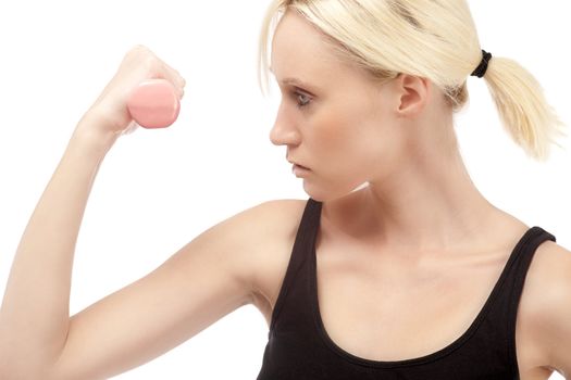 Woman training with weights