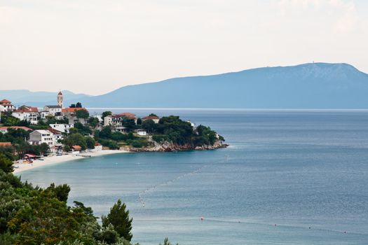 Small Town and Blue Island in Dalmatia, Croatia