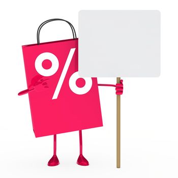 pink percent sale bag hold a billboard
