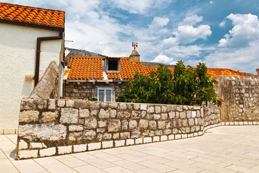 Old House and the City Wall in Dubrovnik, Croatia