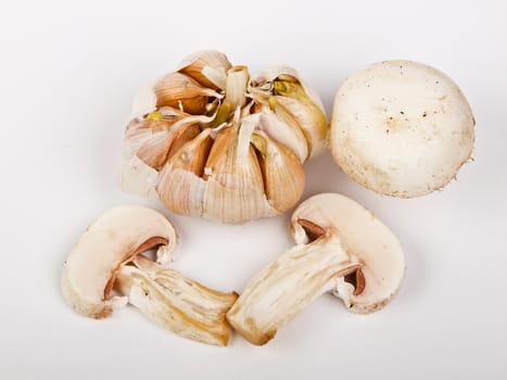 garlic and mushrooms on the table