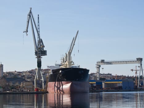 ship and crane in the shipyard