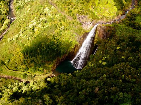 Manawaiopuna Falls in Kauai were used in Jurassic park and can only been seen from air