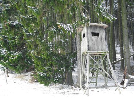Hunting tower in winter.