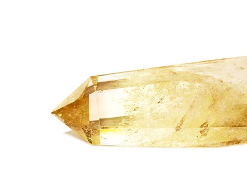 Close-up of a natural citrine (yellow quartz) crystal