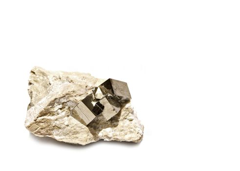 Perfect Pyrite Cube Crystals in Natural Host Rock from Victoria Mine, Navajun, La Rioja, Spain