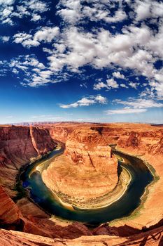 vertical view of Horse Shoe Bend at Utah, USA 