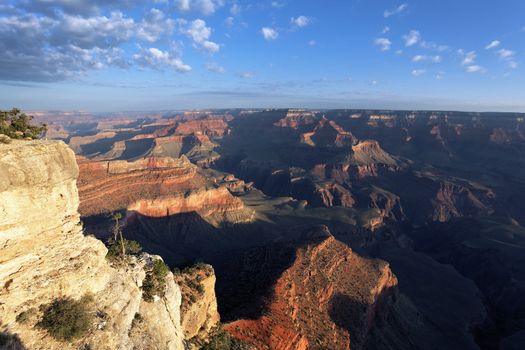 horizontal view of Grand Canyon at sunrise, Arizona, USA