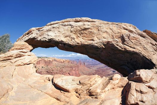 famous Mesa Arch at Canyonlands National Park in Utah , USA 