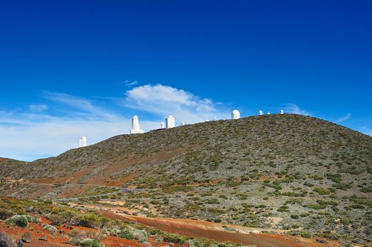 Telescopes on top of Teide National Park. Tenerife, Canary Islands