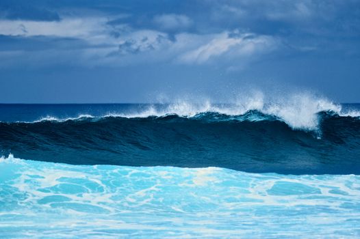 Tall waves on the surface of the ocean