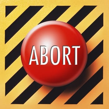 Abort button in red on a yellow and black background