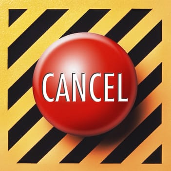Cancel button in red on a yellow and black background